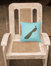 Load image into Gallery viewer, Indian Peacock Peafowl Blue Check Fabric Decorative Pillow BB8099PW1818