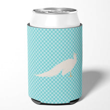 Load image into Gallery viewer, White Peacock Peafowl Blue Check Can or Bottle Hugger BB8100CC
