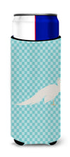 Load image into Gallery viewer, White Peacock Peafowl Blue Check   Hugger for slim cans