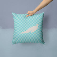 Load image into Gallery viewer, White Peacock Peafowl Blue Check Throw Pillow - 14x14 Decorative Pillow – Art for Your Home &amp; Patio BB8100PW1414