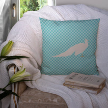 Load image into Gallery viewer, White Peacock Peafowl Blue Check Throw Pillow - 14x14 Decorative Pillow – Art for Your Home &amp; Patio BB8100PW1414