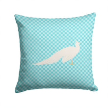 Load image into Gallery viewer, White Peacock Peafowl Blue Check Throw Pillow - 14x14 Decorative Pillow – Art for Your Home &amp; Patio BB8100PW1414