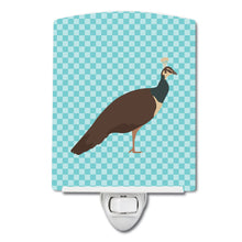 Load image into Gallery viewer, Indian Peahen Peafowl Blue Check Ceramic Night Light BB8101CNL