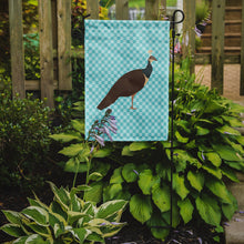 Load image into Gallery viewer, Indian Peahen Peafowl Blue Check Garden Flag - Outdoor Decorative Yard Flag