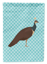 Load image into Gallery viewer, Indian Peahen Peafowl Blue Check Garden Flag - Outdoor Decorative Yard Flag