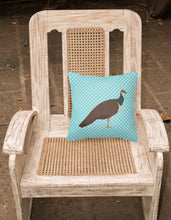 Load image into Gallery viewer, Indian Peahen Peafowl Blue Check Fabric Decorative Pillow BB8101PW1818
