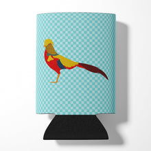 Load image into Gallery viewer, Golden or Chinese Pheasant Blue Check Can or Bottle Hugger