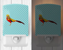 Load image into Gallery viewer, Golden or Chinese Pheasant Blue Check Ceramic Night Light BB8102CNL