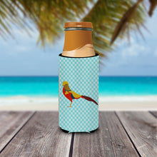 Load image into Gallery viewer, Golden or Chinese Pheasant Blue Check   Hugger for slim cans