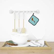Load image into Gallery viewer, Golden or Chinese Pheasant Blue Check Pot Holders - Set of 2 - Heat-Resistant Kitchen Essentials BB8102PTHD