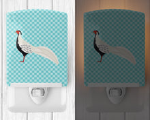 Load image into Gallery viewer, Silver Pheasant Blue Check Ceramic Night Light BB8103CNL