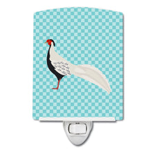 Load image into Gallery viewer, Silver Pheasant Blue Check Ceramic Night Light BB8103CNL