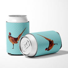 Load image into Gallery viewer, Ring-necked Common Pheasant Blue Check Can or Bottle Hugger BB8104CC