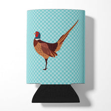 Load image into Gallery viewer, Ring-necked Common Pheasant Blue Check Can or Bottle Hugger BB8104CC