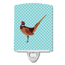 Load image into Gallery viewer, Ring-necked Common Pheasant Blue Check Ceramic Night Light BB8104CNL