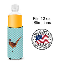 Load image into Gallery viewer, Ring-necked Common Pheasant Blue Check   Hugger for slim cans