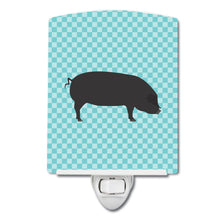 Load image into Gallery viewer, Devon Large Black Pig Blue Check Ceramic Night Light BB8105CNL