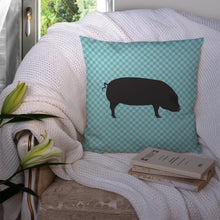 Load image into Gallery viewer, Devon Large Black Pig Blue Check Throw Pillow - 14x14 Decorative Pillow – Art for Your Home &amp; Patio BB8105PW1414