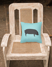 Load image into Gallery viewer, Devon Large Black Pig Blue Check Fabric Decorative Pillow BB8105PW1818