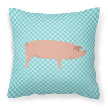 Load image into Gallery viewer, American Landrace Pig Blue Check Fabric Decorative Pillow BB8106PW1818