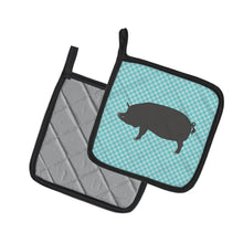 Load image into Gallery viewer, Berkshire Pig Blue Check Pot Holders - Set of 2 - Heat-Resistant Kitchen Essentials BB8107PTHD
