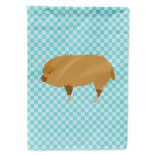 Load image into Gallery viewer, Hungarian Mangalica Pig Blue Check Flag Canvas House Size BB8108CHF