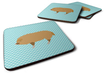 Load image into Gallery viewer, Hungarian Mangalica Pig Blue Check Foam Coaster  BB8108FC