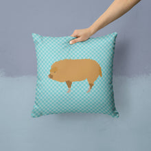 Load image into Gallery viewer, Hungarian Mangalica Pig Blue Check Throw Pillow - 14x14 Decorative Pillow – Art for Your Home &amp; Patio BB8108PW1414