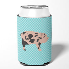 Load image into Gallery viewer, Mini Miniature Pig Blue Check Can or Bottle Hugger BB8109CC