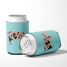 Load image into Gallery viewer, Mini Miniature Pig Blue Check Can or Bottle Hugger BB8109CC