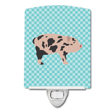 Load image into Gallery viewer, Mini Miniature Pig Blue Check Ceramic Night Light BB8109CNL
