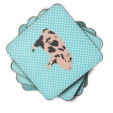 Load image into Gallery viewer, Mini Miniature Pig Blue Check Foam Coaster  BB8109FC