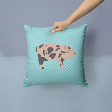 Load image into Gallery viewer, Mini Miniature Pig Blue Check Throw Pillow - 14x14 Decorative Pillow – Art for Your Home &amp; Patio BB8109PW1414