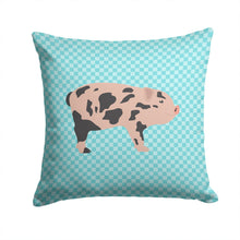 Load image into Gallery viewer, Mini Miniature Pig Blue Check Throw Pillow - 14x14 Decorative Pillow – Art for Your Home &amp; Patio BB8109PW1414