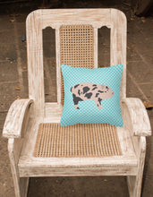 Load image into Gallery viewer, Mini Miniature Pig Blue Check Fabric Decorative Pillow BB8109PW1818