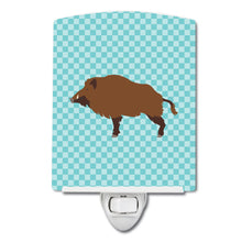 Load image into Gallery viewer, Wild Boar Pig Blue Check Ceramic Night Light BB8110CNL
