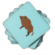 Load image into Gallery viewer, Wild Boar Pig Blue Check Foam Coaster  BB8110FC