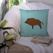 Load image into Gallery viewer, Wild Boar Pig Blue Check Throw Pillow - 14x14 Decorative Pillow – Art for Your Home &amp; Patio BB8110PW1414