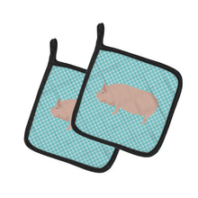 Load image into Gallery viewer, Welsh Pig Blue Check Pot Holders - Set of 2 - Heat-Resistant Kitchen Essentials BB8111PTHD