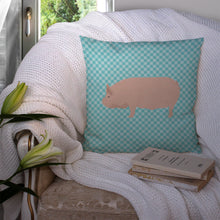 Load image into Gallery viewer, Welsh Pig Blue Check Throw Pillow - 14x14 Decorative Pillow – Art for Your Home &amp; Patio BB8111PW1414