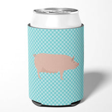 Load image into Gallery viewer, English Large White Pig Blue Check Can or Bottle Hugger BB8112CC