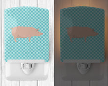 Load image into Gallery viewer, English Large White Pig Blue Check Ceramic Night Light BB8112CNL