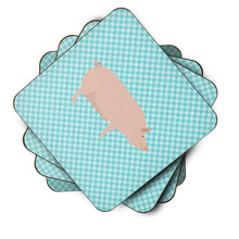 Load image into Gallery viewer, English Large White Pig Blue Check Foam Coaster  BB8112FC