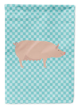 Load image into Gallery viewer, English Large White Pig Blue Check Garden Flag - Outdoor Decorative Yard Flag