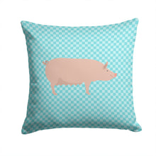 Load image into Gallery viewer, English Large White Pig Blue Check Throw Pillow - 14x14 Decorative Pillow – Art for Your Home &amp; Patio BB8112PW1414