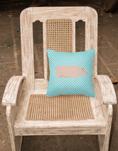Load image into Gallery viewer, English Large White Pig Blue Check Fabric Decorative Pillow BB8112PW1818