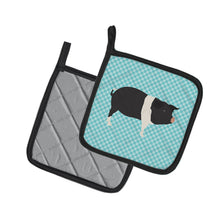 Load image into Gallery viewer, Hampshire Pig Blue Check Pot Holders - Set of 2 - Heat-Resistant Kitchen Essentials BB8113PTHD