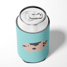 Load image into Gallery viewer, Gloucester Old Spot Pig Blue Check Can or Bottle Hugger BB8114CC