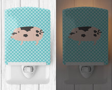 Load image into Gallery viewer, Gloucester Old Spot Pig Blue Check Ceramic Night Light BB8114CNL