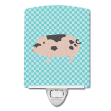 Load image into Gallery viewer, Gloucester Old Spot Pig Blue Check Ceramic Night Light BB8114CNL